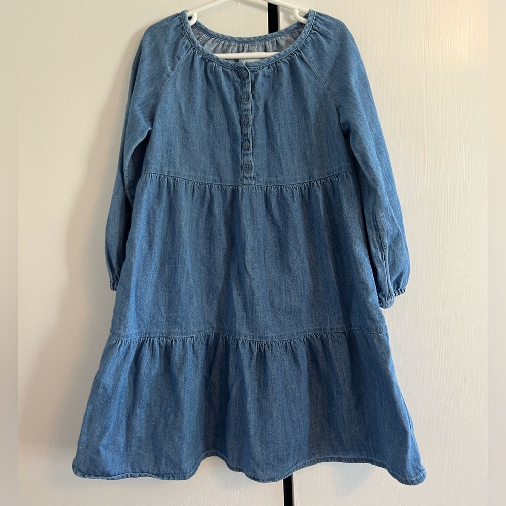 Girls Old Navy Long Sleeve Chambray Dress - Size 6-7